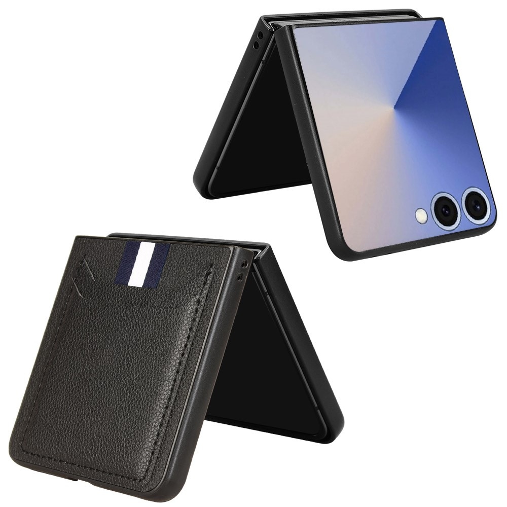 Combi plastový kryt s umělou kůží na Samsung Galaxy Z Flip7 5G - černý