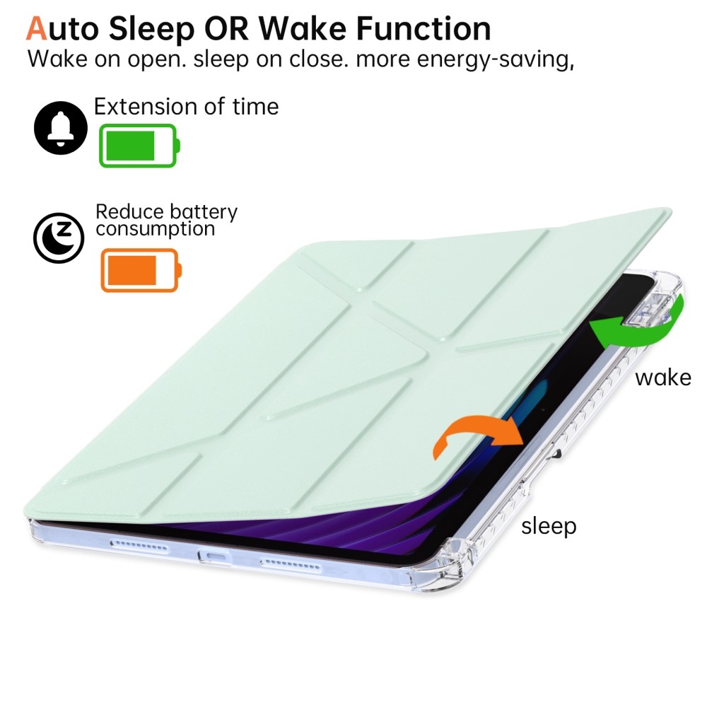 Origami chytré polohovací pouzdro na tablet Xiaomi Pad 7/7 Pro - světlezelené