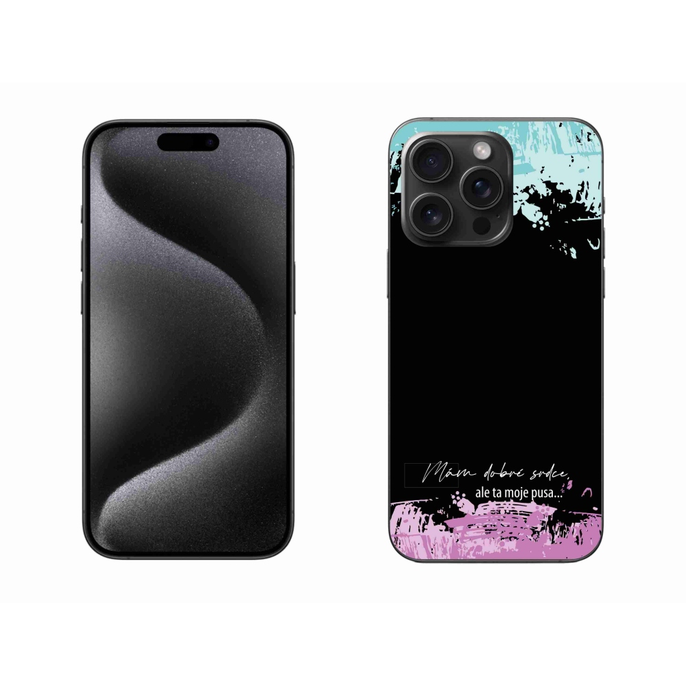 Gelový kryt mmCase na iPhone 15 Pro Max - vtipný text 3 černé pozadí