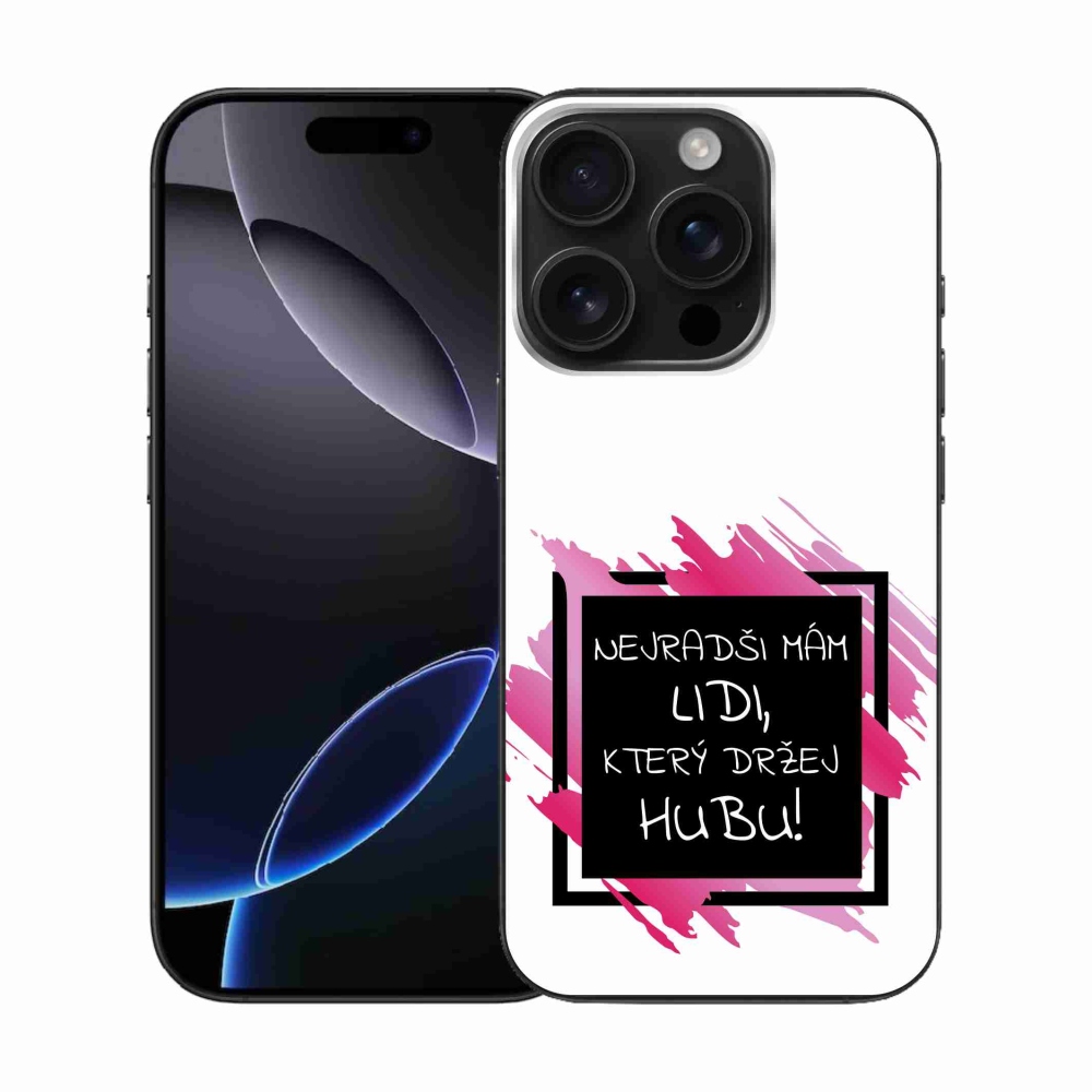 Gelový kryt mmCase na iPhone 16 Pro - vtipný text 7 černobílé pozadí