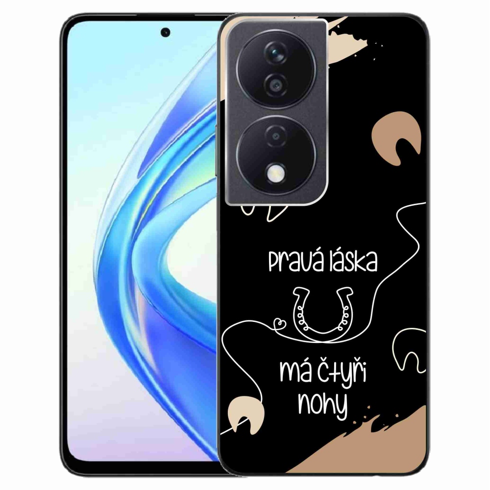 Gelový kryt mmCase na Honor X7b/Honor 90 Smart - koňský motiv černé pozadí