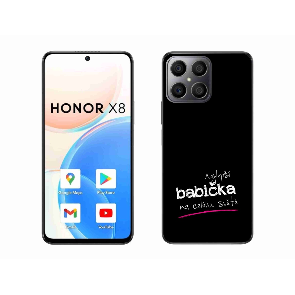 Gelový kryt mmCase na Honor X8 4G - nejlepší babička 4 černé pozadí