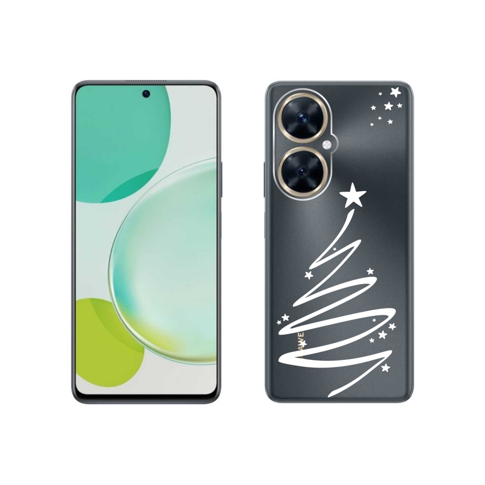 Gelový kryt mmCase na Huawei Nova 11i - bílý stromeček na průhledném pozadí