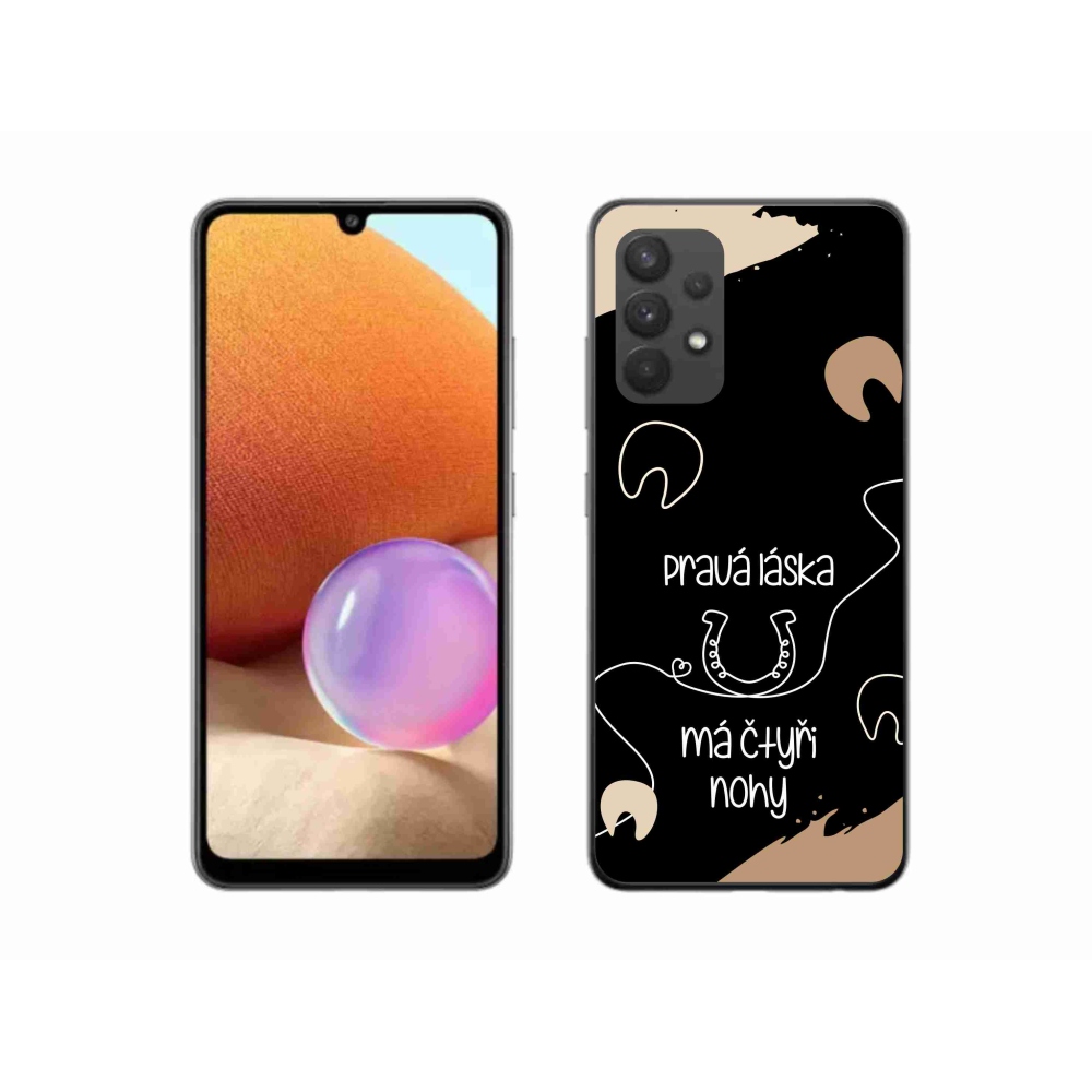 Gelový kryt mmCase na Samsung Galaxy A32 4G - koňský motiv černé pozadí