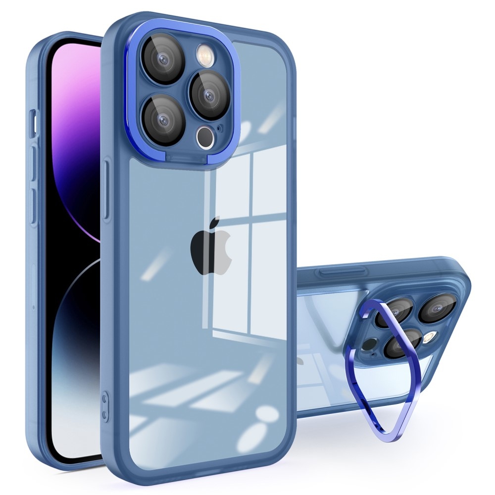 Gelový obal s pevnými zády a stojánkem na iPhone 15 Pro Max - modrý