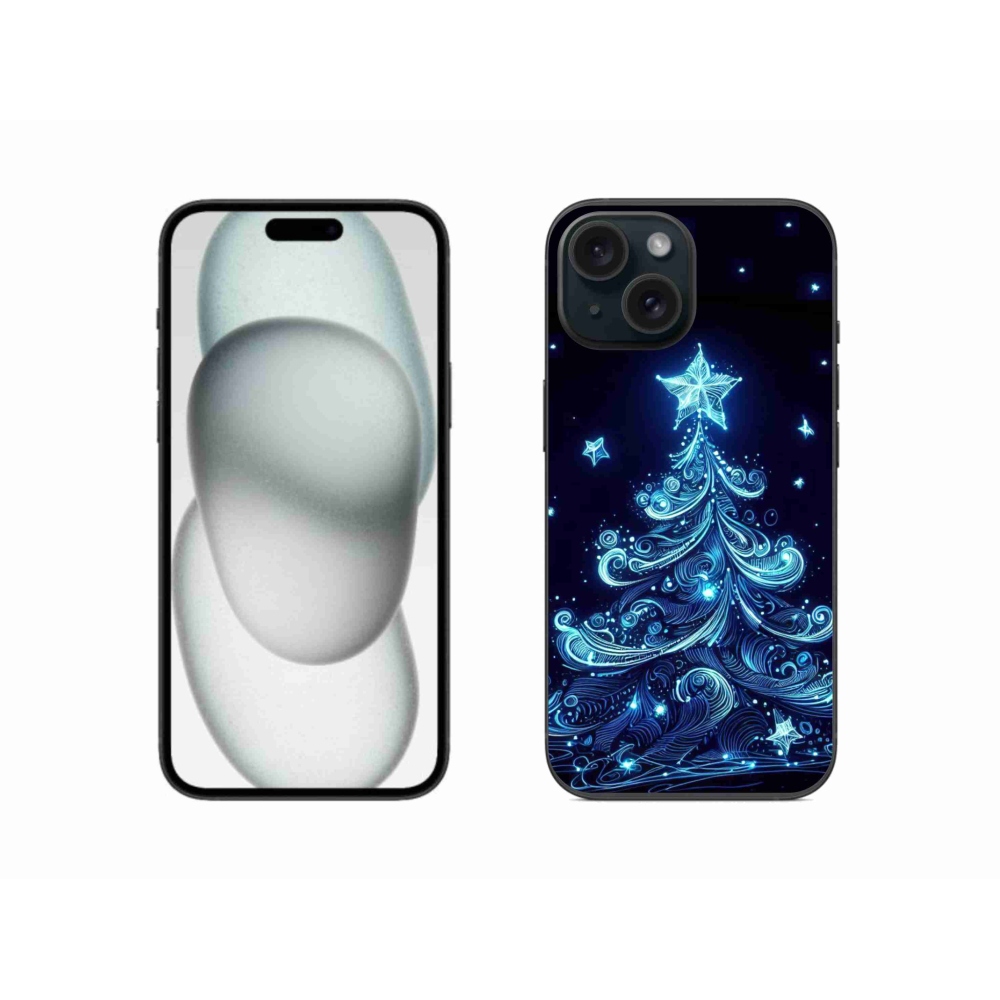 Gelový kryt mmCase na iPhone 15 - neonový vánoční stromek 4