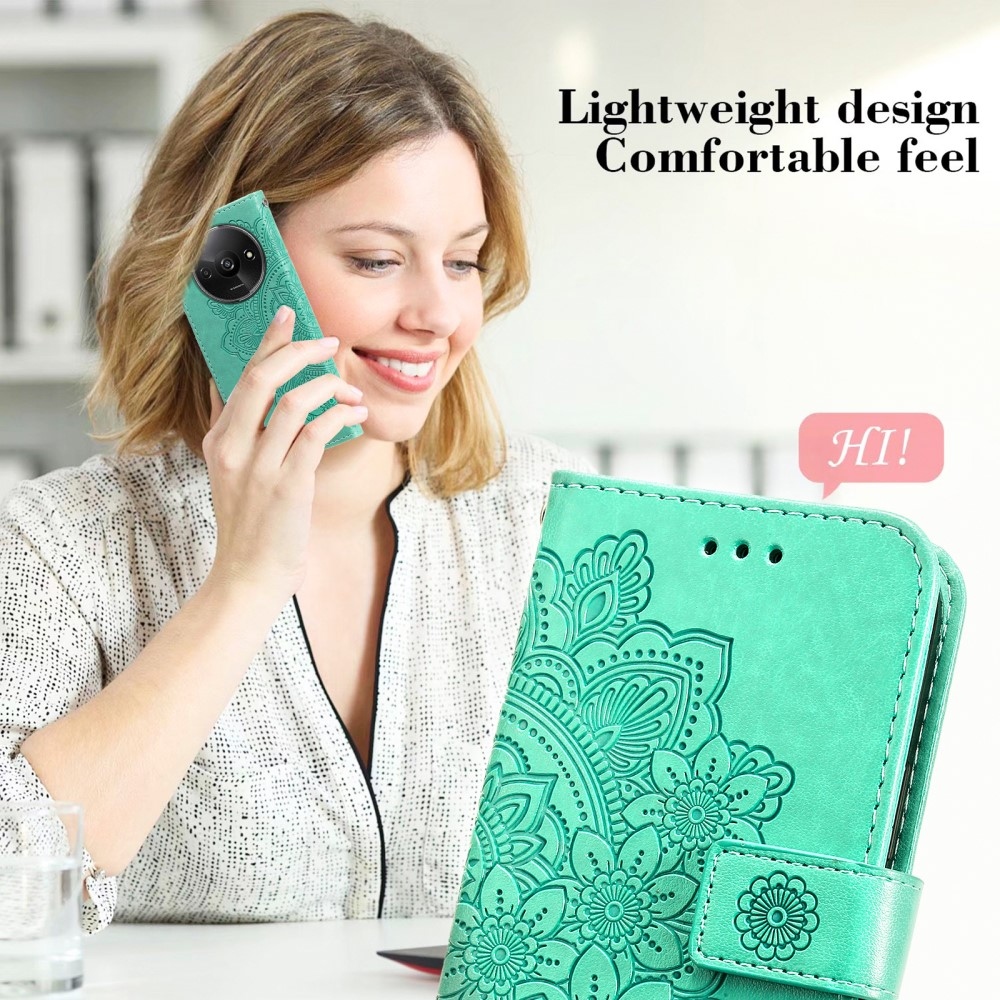 Mandala knížkové pouzdro na Xiaomi Redmi A3 - modrozelené