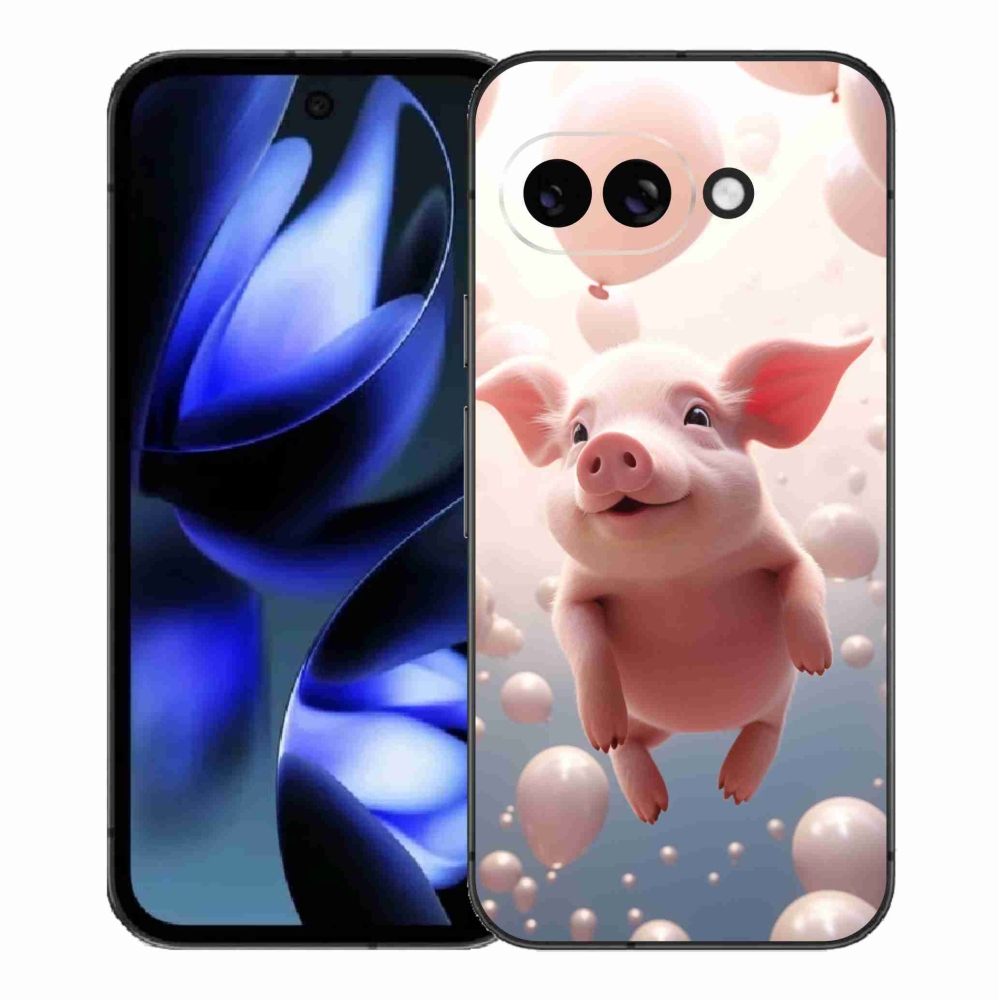 Gelový kryt mmCase na Google Pixel 9a - prasátko s balónky