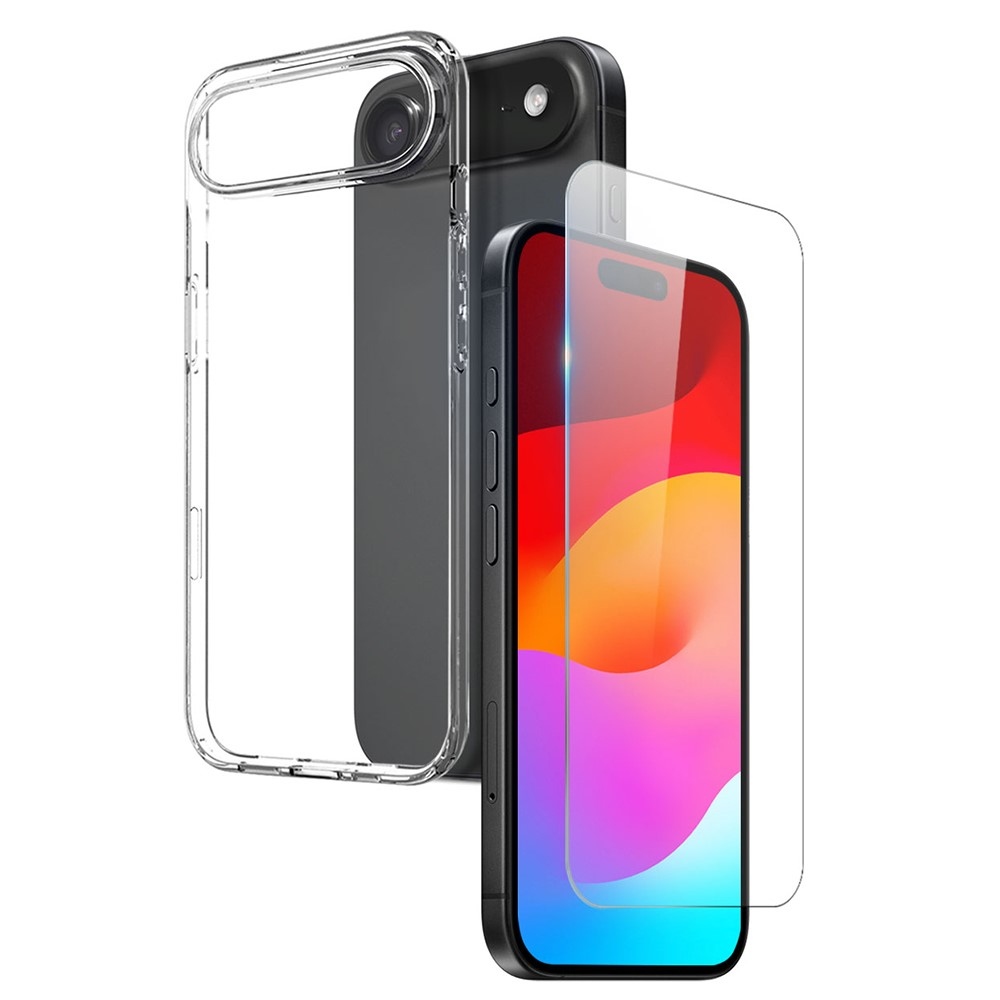NORTHJO průhledný gelový obal + tvrzené sklo na iPhone 17 Air - průhledný