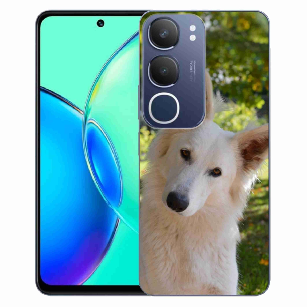 Gelový kryt mmCase na Vivo Y19s - bílý švýcarský ovčák 1