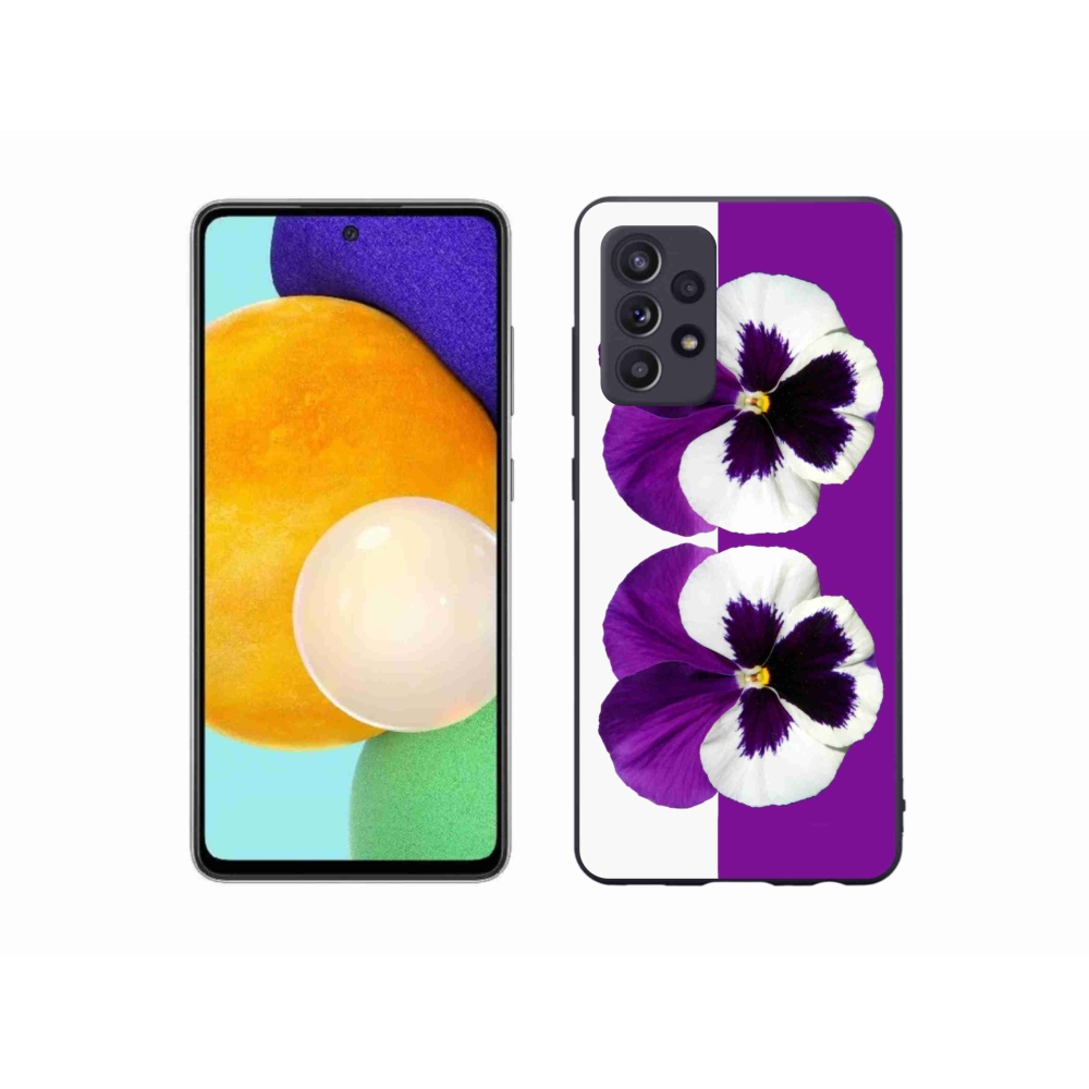 Gelový kryt mmCase na Samsung Galaxy A52/A52 5G - fialovobílý květ