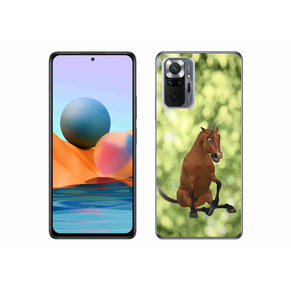 Gelový kryt mmCase na Xiaomi Redmi Note 10 Pro - hnědý kreslený kůň 1