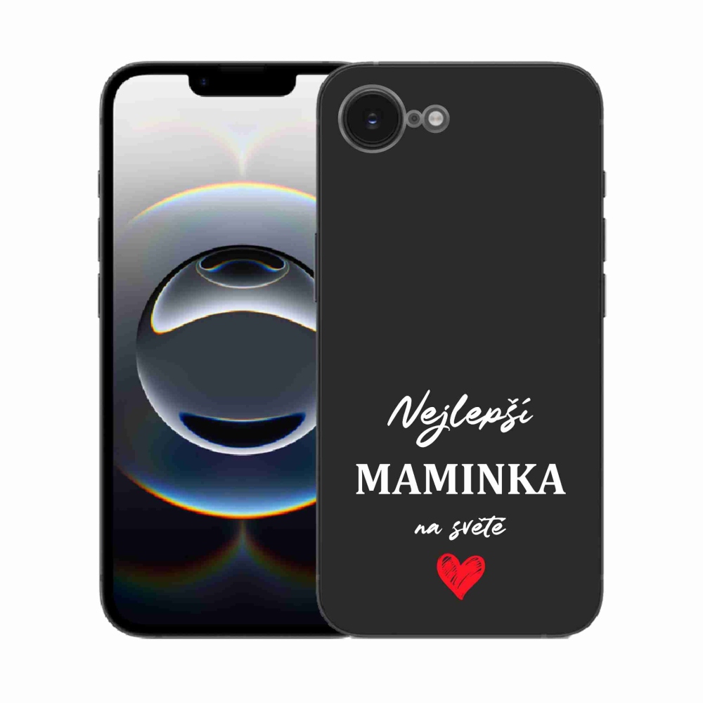 Gelový kryt mmCase na iPhone 16e - nejlepší maminka 1 černé pozadí