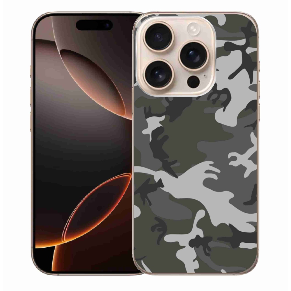 Gelový kryt mmCase na iPhone 16 Pro Max - maskáčový vzor