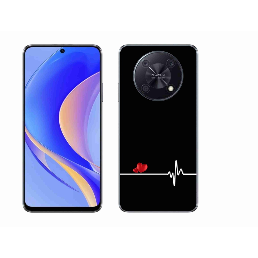 Gelový kryt mmCase na Huawei Nova Y90 - srdce a tep černé pozadí