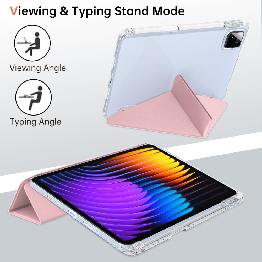 Origami chytré polohovací pouzdro na tablet Xiaomi Pad 7/7 Pro - růžové