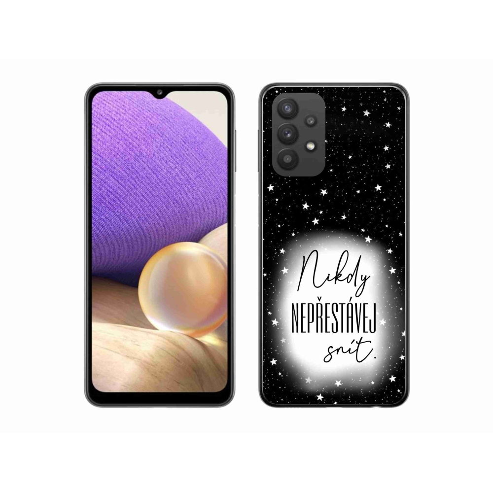Gelový kryt mmCase na Samsung Galaxy A32 5G - citát 1 bíločerné pozadí