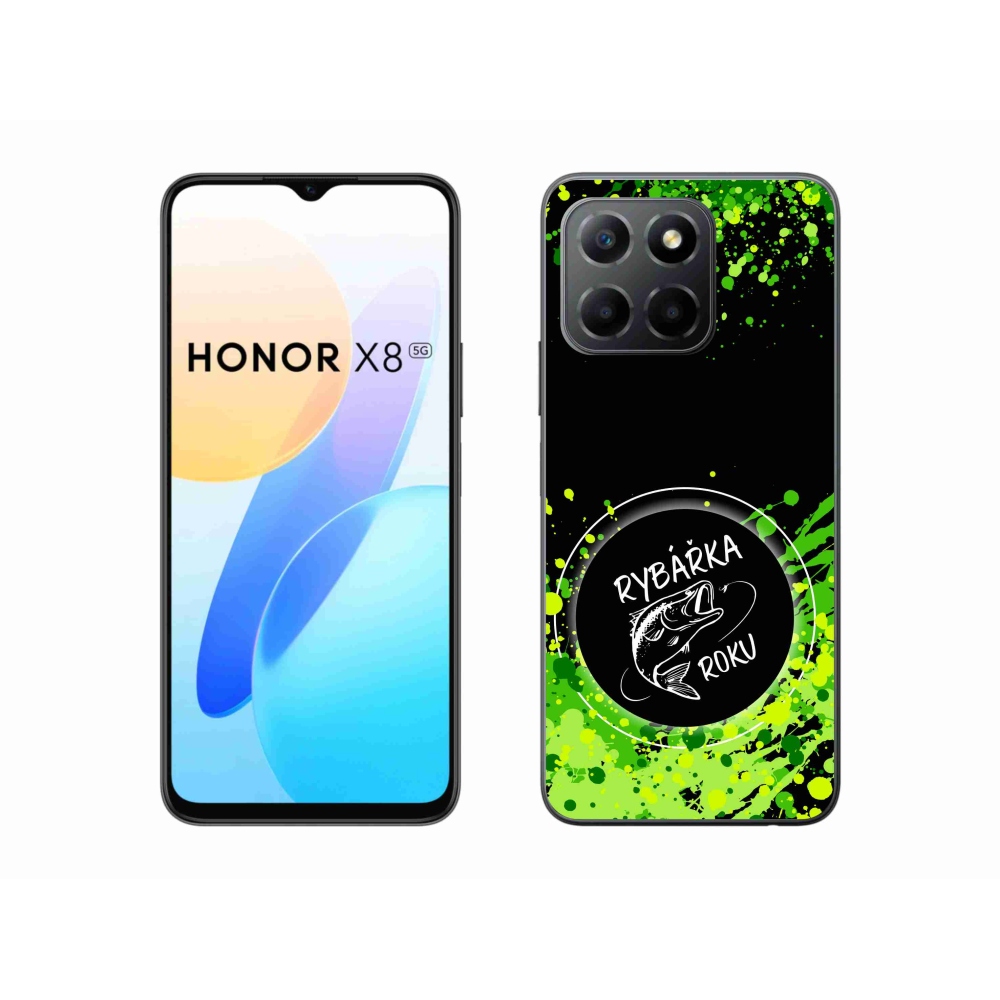 Gelový kryt mmCase na Honor X8 5G/Honor 70 Lite 5G - rybářka roku černé pozadí