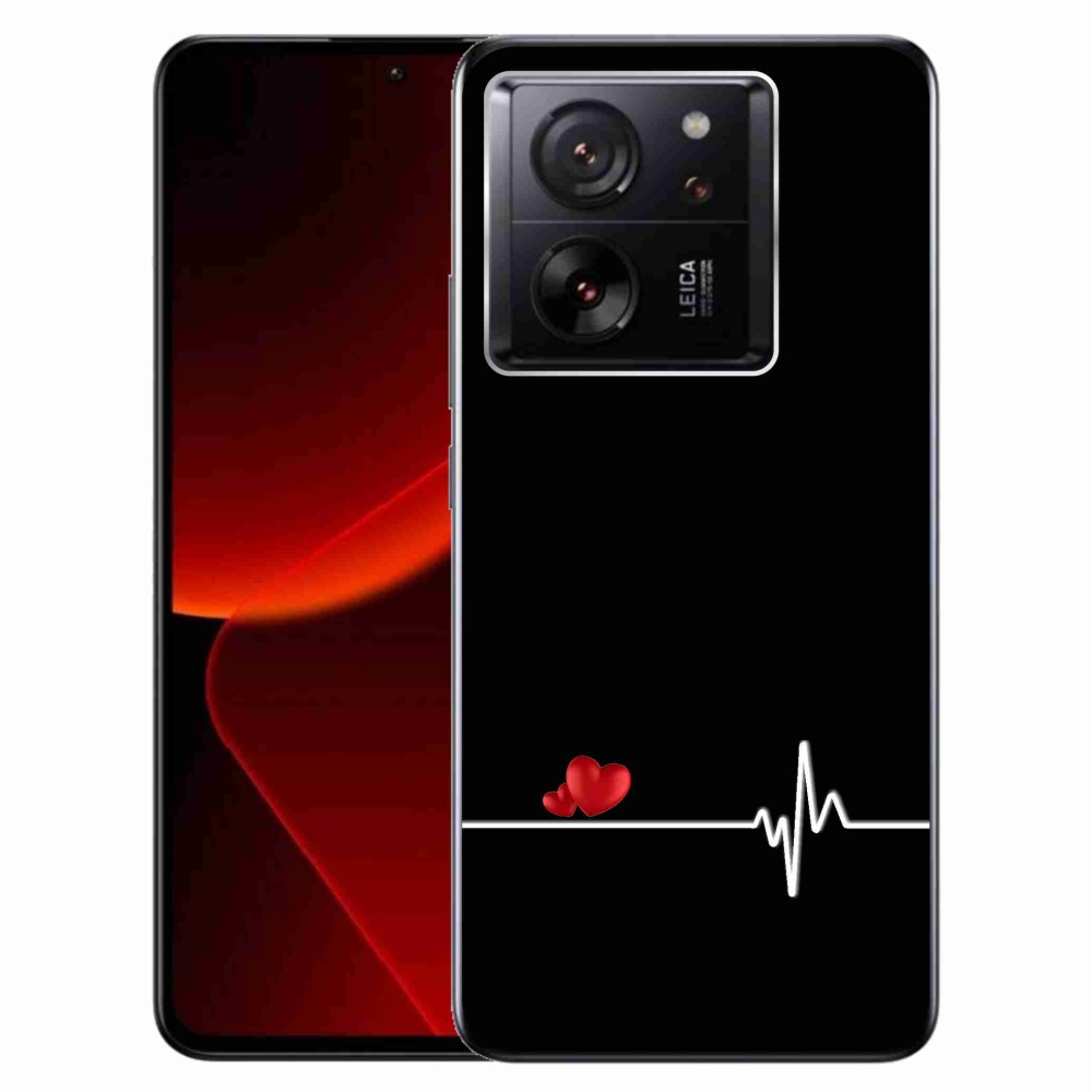 Gelový kryt mmCase na Xiaomi 13T/13T Pro - srdce a tep černé pozadí