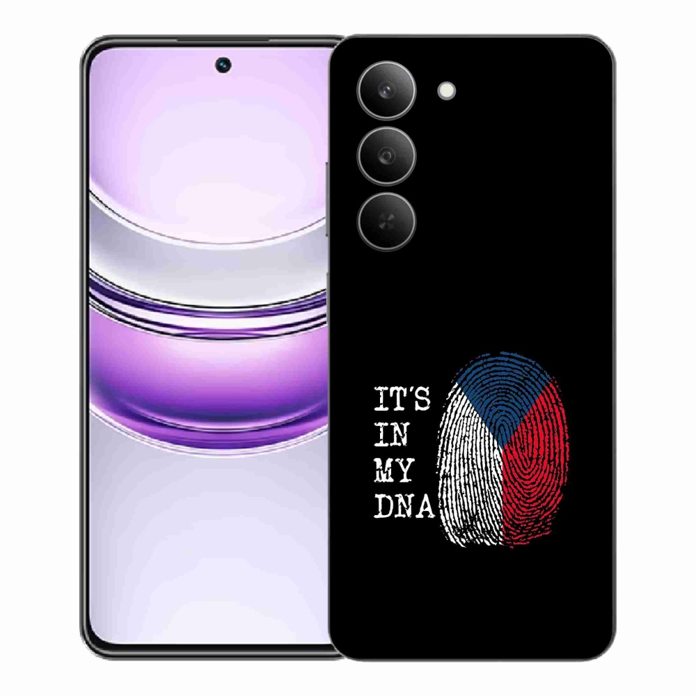 Gelový kryt mmCase na Realme 14x 5G - vlajka otisk prstu černé pozadí