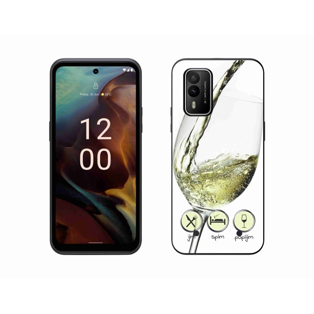 Gelový obal mmCase na Nokia XR21 - sklenička vína bílé