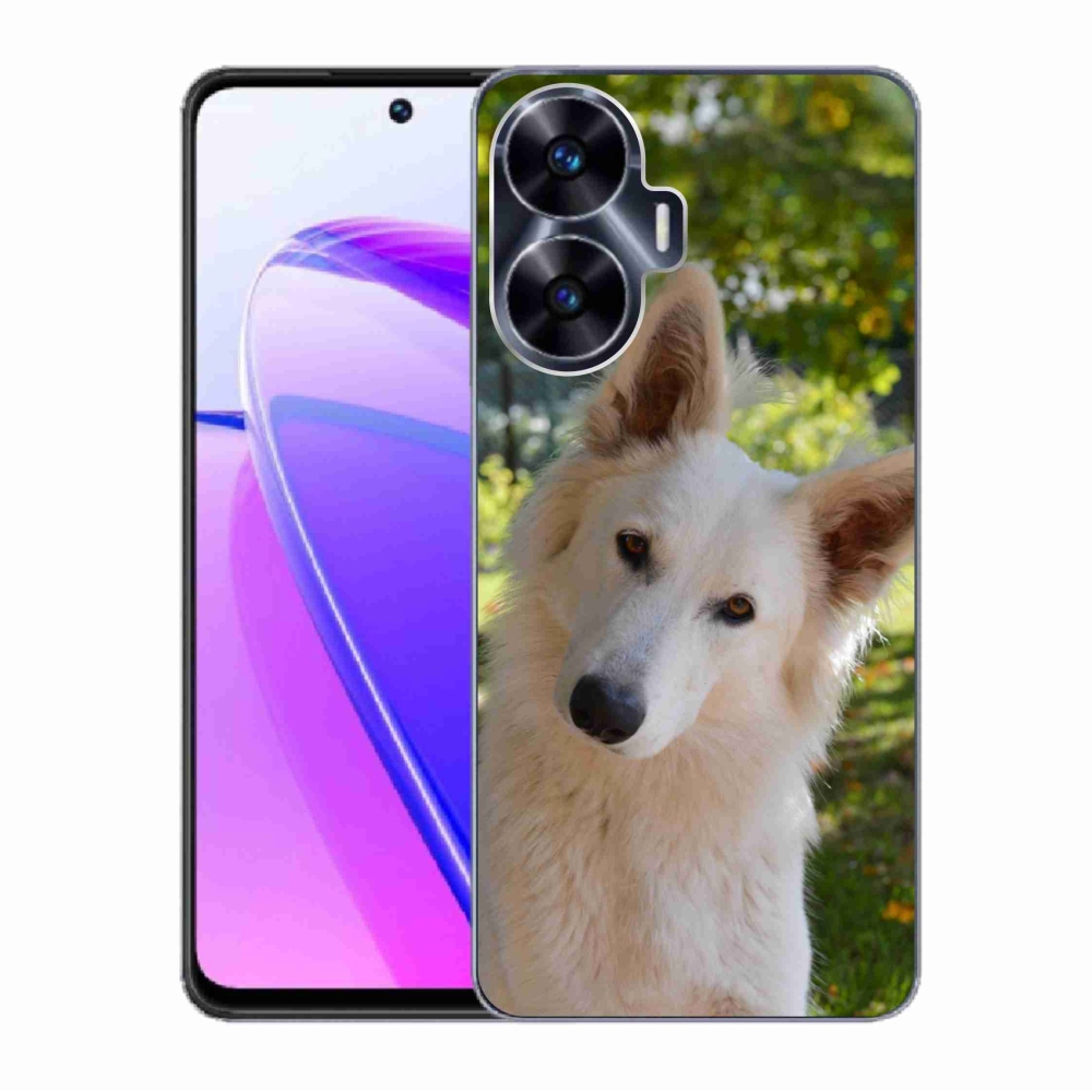 Gelový kryt mmCase na Realme C55 - bílý švýcarský ovčák 1