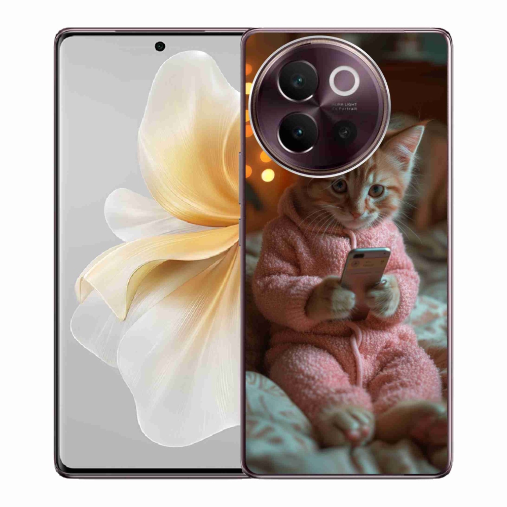 Gelový kryt mmCase na Vivo V40 Lite 5G - kotě s mobilem