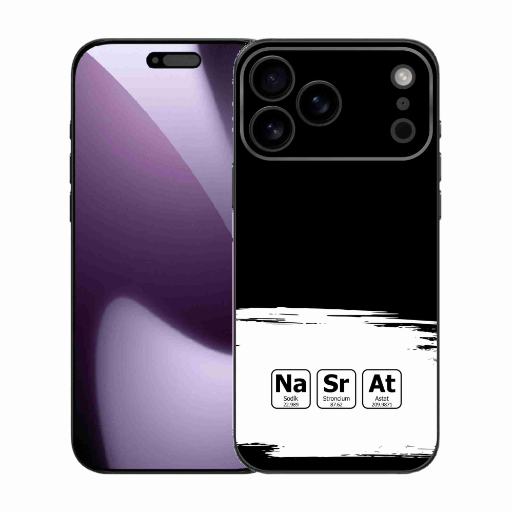 Gelový kryt mmCase na iPhone 17 Pro Max - chemické prvky bíločerné pozadí
