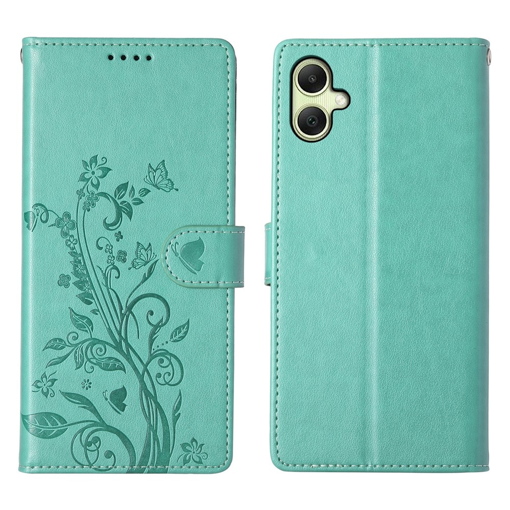 Flowery knížkové pouzdro na Samsung Galaxy A07 4G - modrozelené