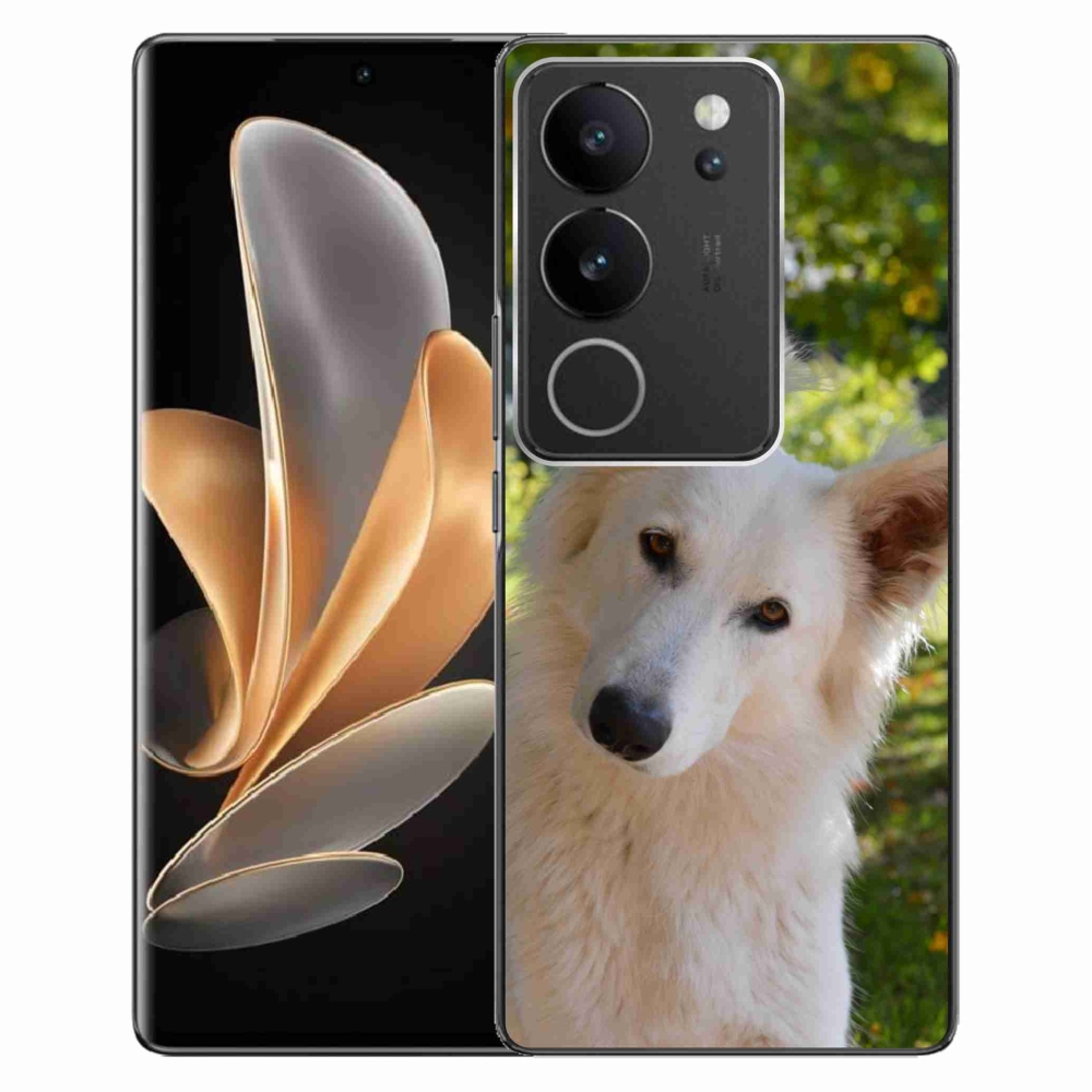 Gelový kryt mmCase na Vivo V29 5G - bílý švýcarský ovčák 1