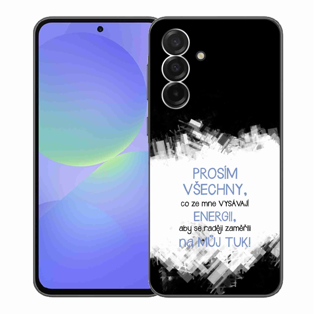 Gelový kryt mmCase na Samsung Galaxy A36 5G - vtipný text 1 modrý