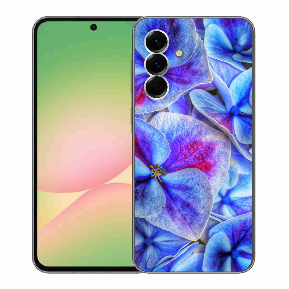 Gelový kryt mmCase na Samsung Galaxy A56 5G - modré květy 1
