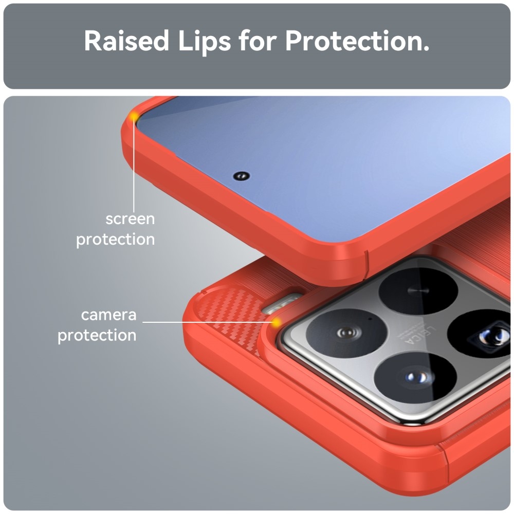 Carbon odolný gelový obal na Xiaomi 15 Pro - červený