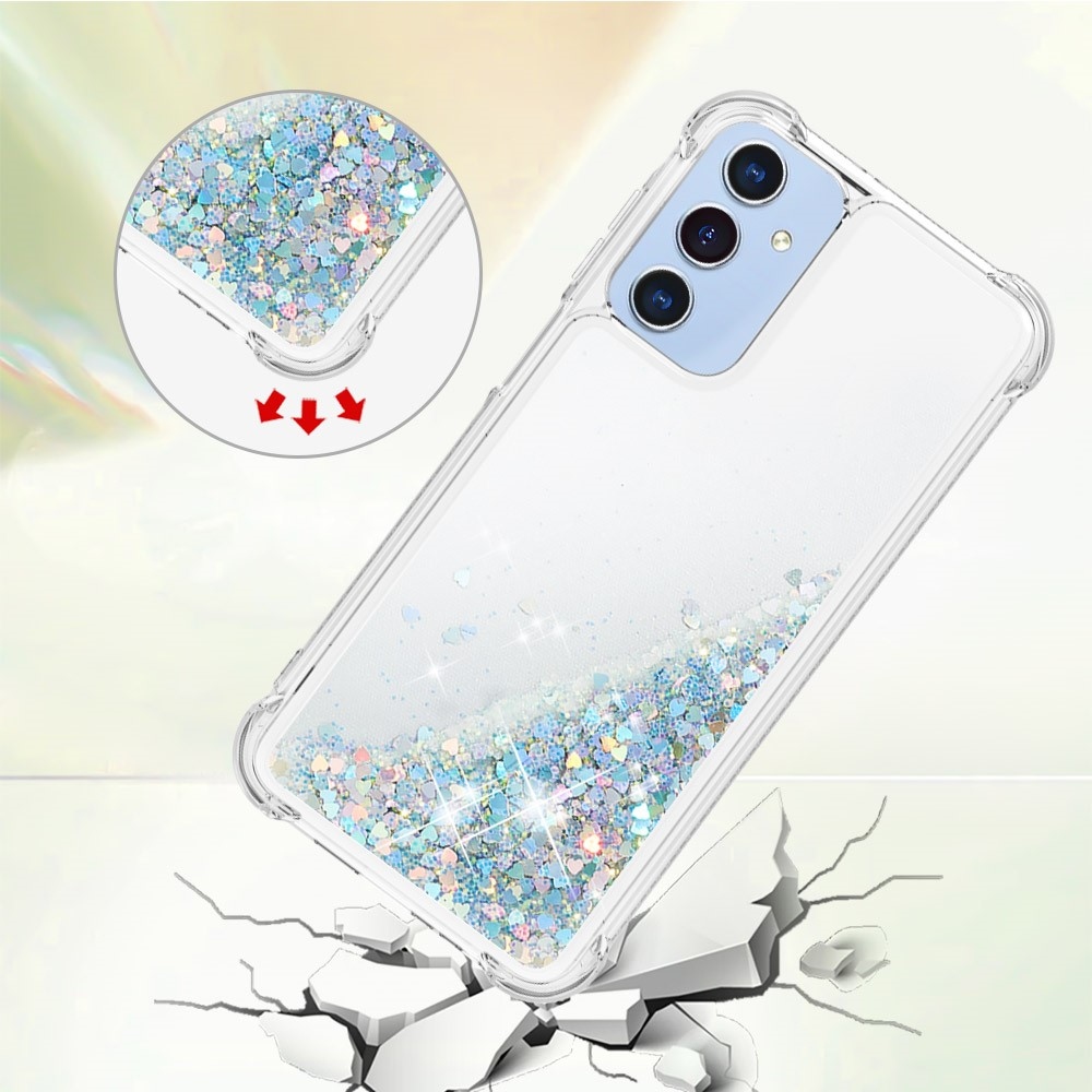 Glitter přesýpací gelový obal na Samsung Galaxy A26 5G - stříbrný/srdíčka