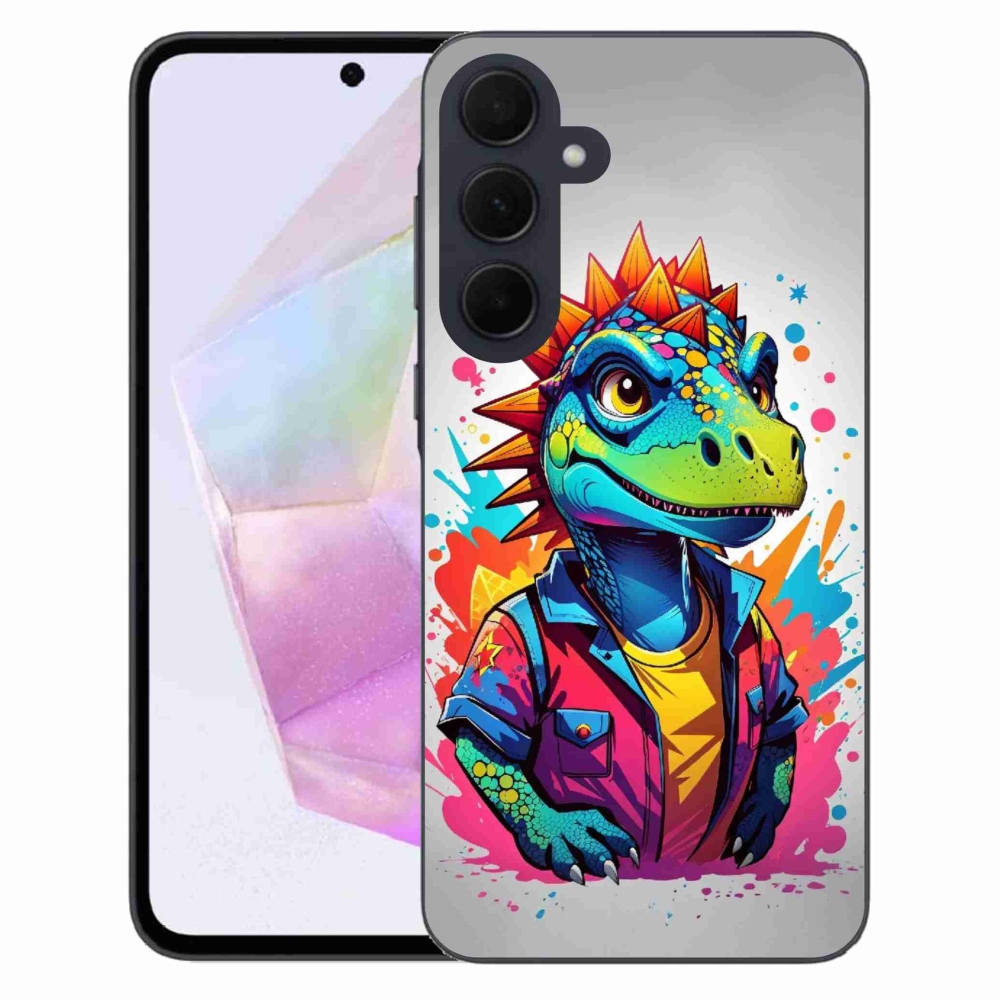 Gelový kryt mmCase na Samsung Galaxy A35 5G - barevný dinosaurus