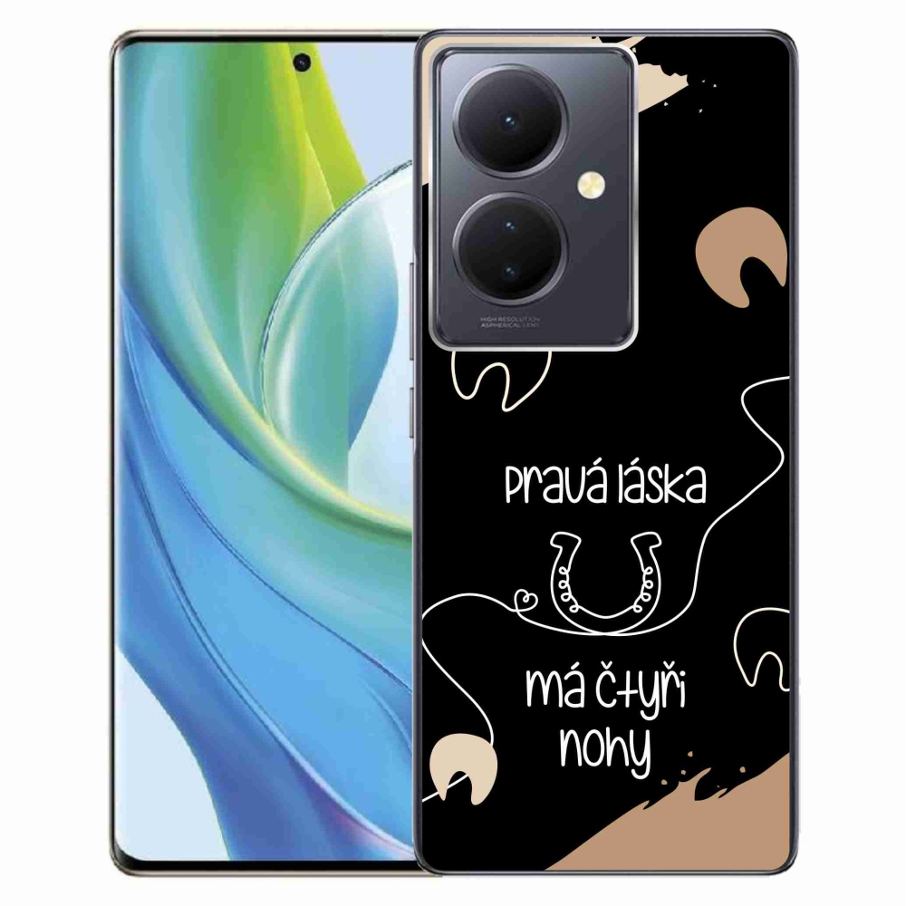 Gelový kryt mmCase na Vivo V29 Lite 5G - koňský motiv černé pozadí