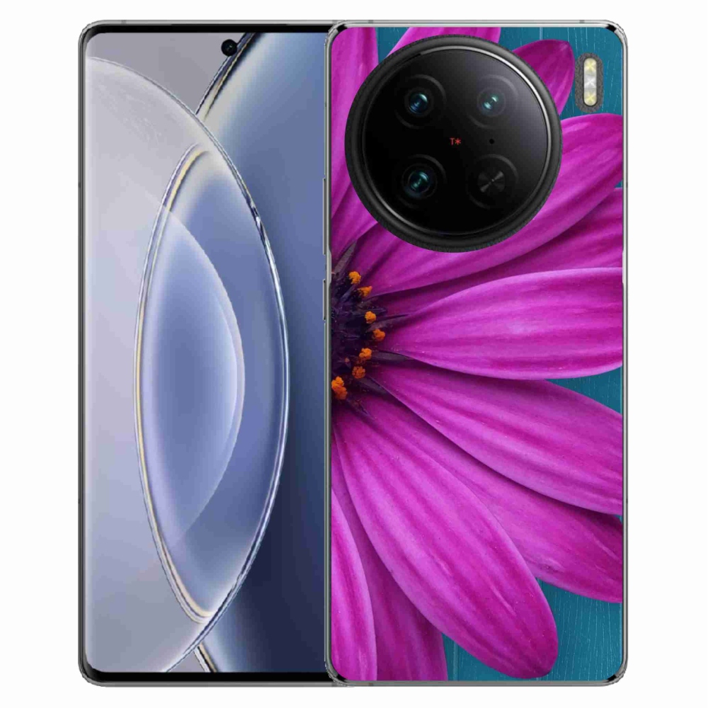 Gelový obal mmCase na Vivo X90 Pro - fialová kopretina