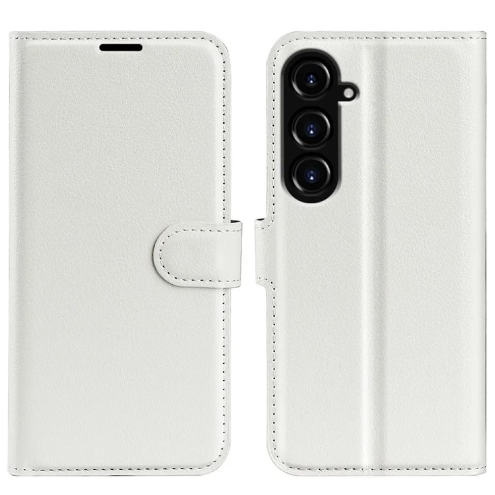 Litchi knížkové pouzdro na Samsung Galaxy S23 FE - bílé