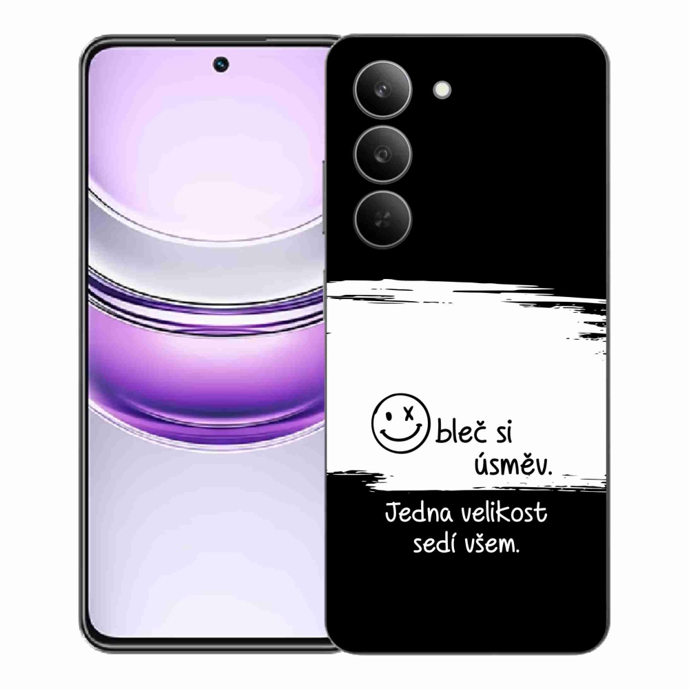 Gelový kryt mmCase na Realme 14x 5G - vtipný text 8 bíločerné pozadí