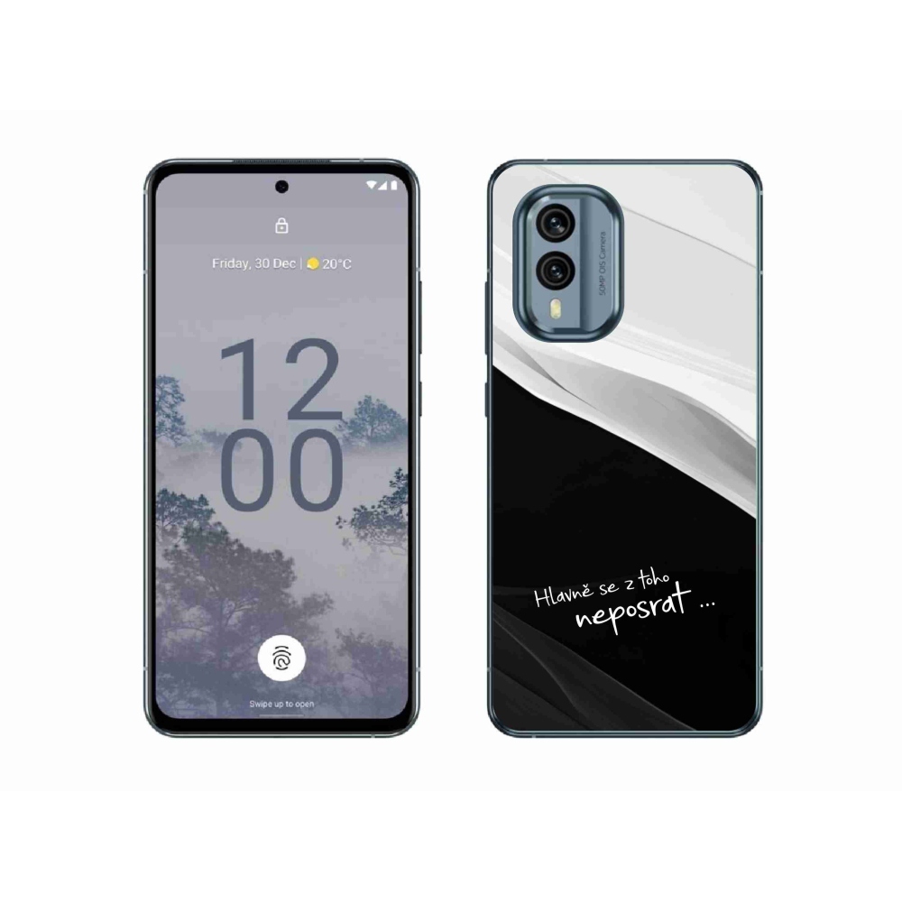 Gelový kryt mmCase na Nokia X30 5G - vtipný text 13 černobílé pozadí