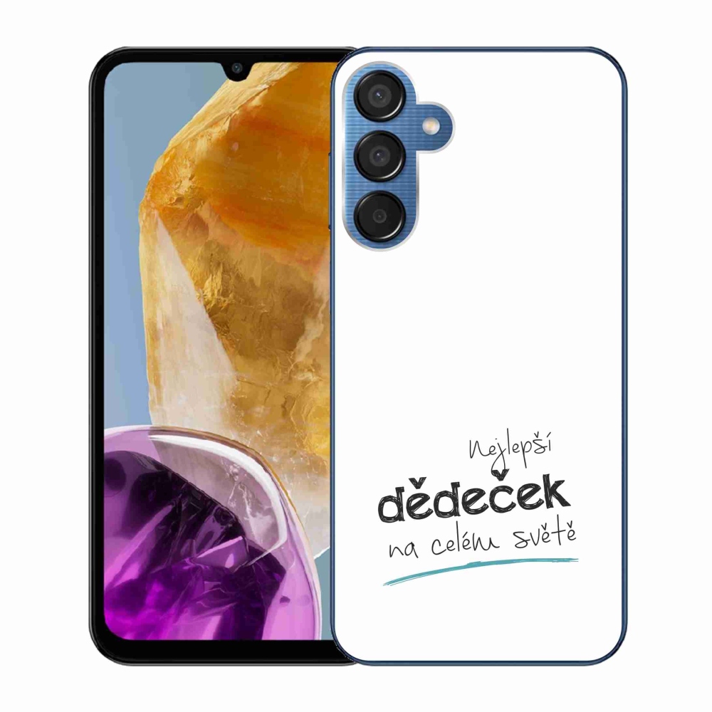 Gelový kryt mmCase na Samsung Galaxy M15 5G - nejlepší dědeček 3 bílé pozadí