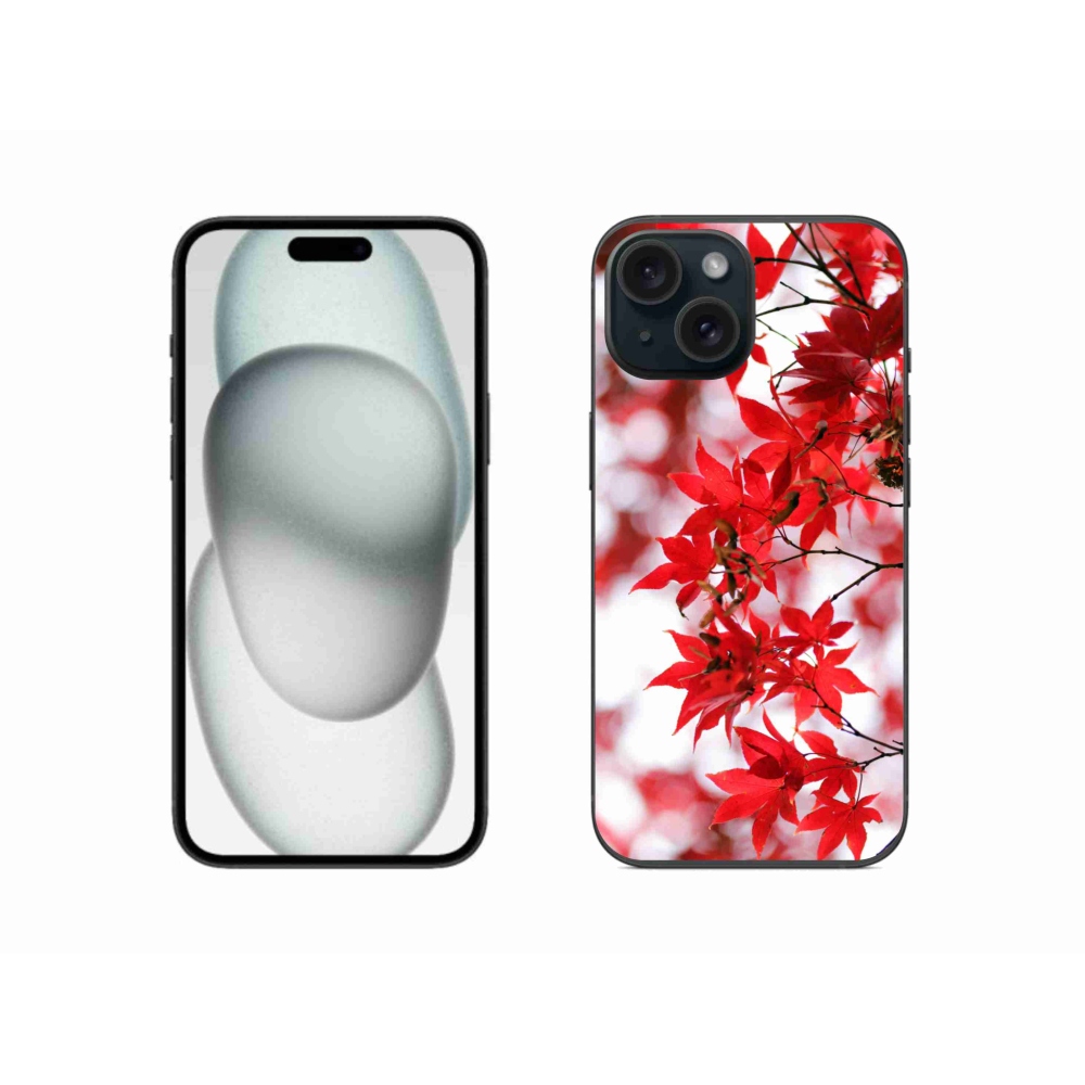 Gelový kryt mmCase na iPhone 15 - červené listy