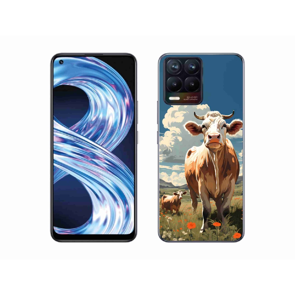 Gelový kryt mmCase na Realme 8 Pro - krávy na louce
