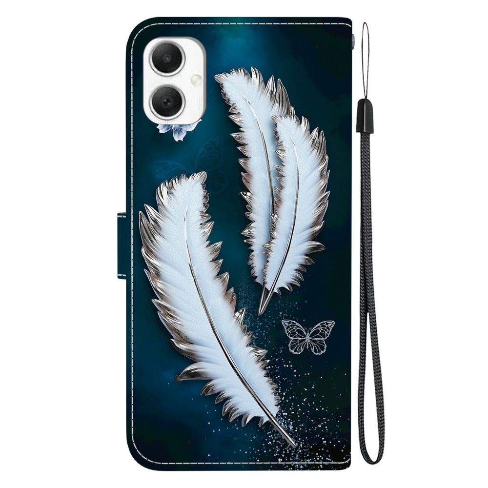 Versatile knížkové pouzdro na Samsung Galaxy A06 4G - bílá pírka