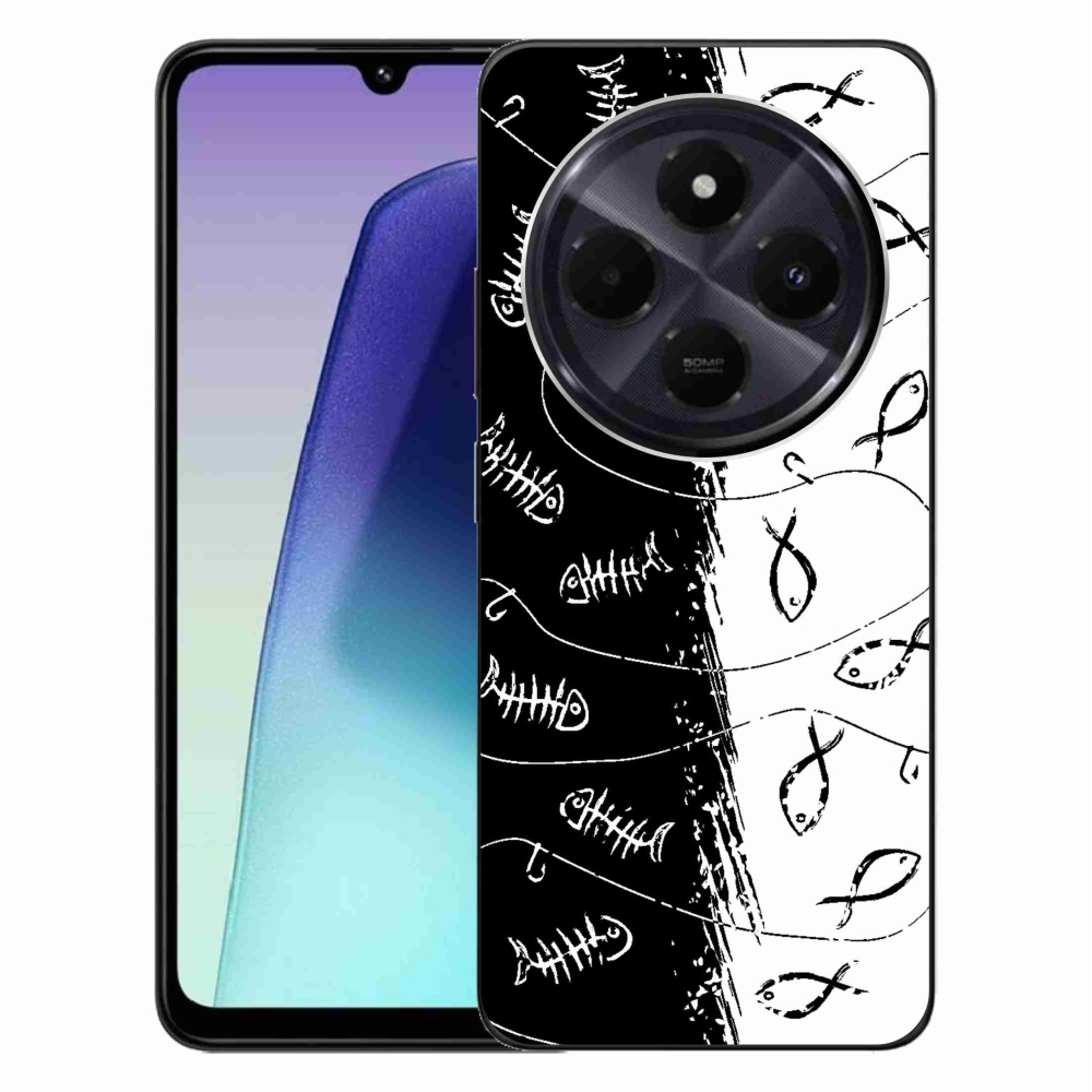 Gelový kryt mmCase na Xiaomi Redmi 14C/Poco C75 - kostry a rybky