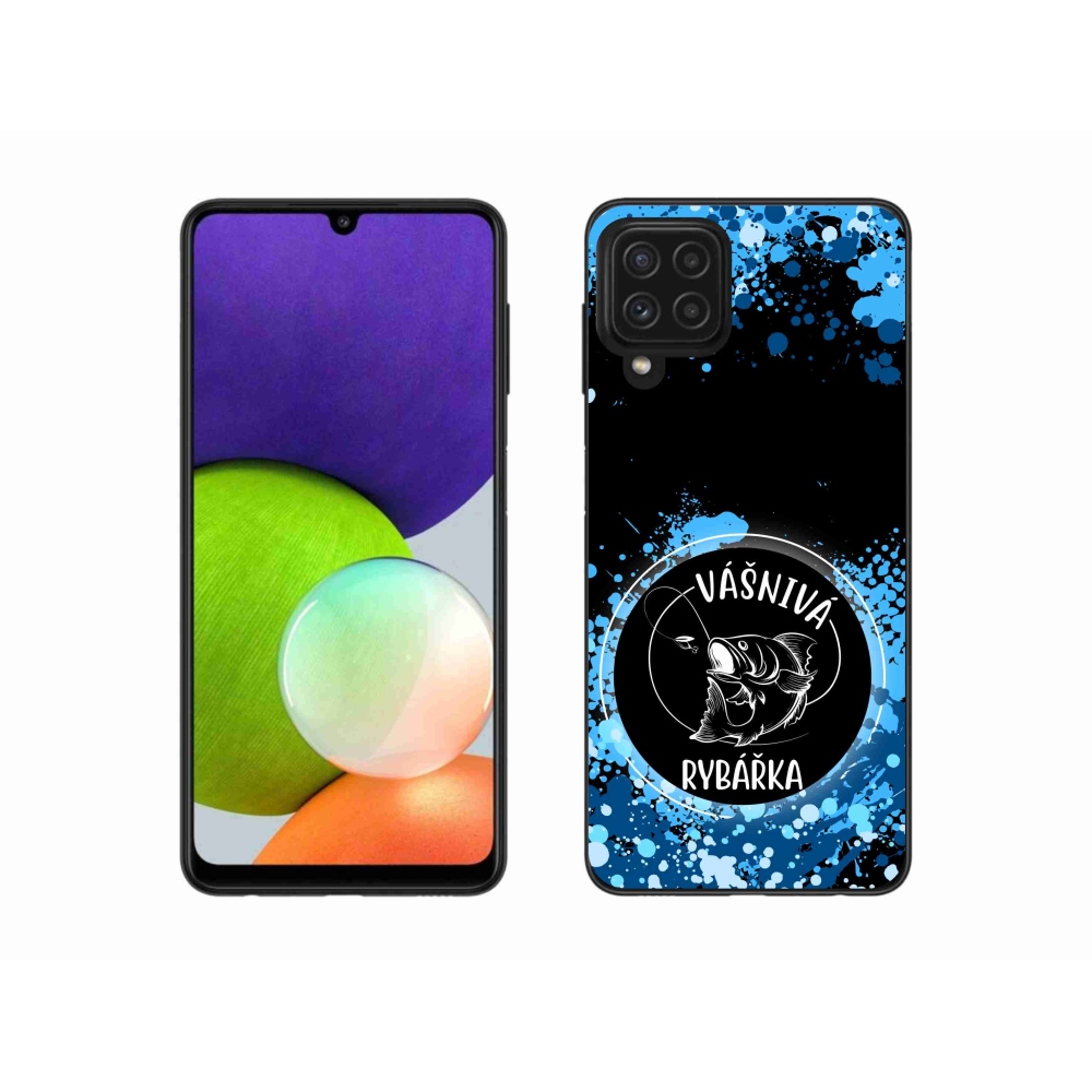 Gelový kryt mmCase na Samsung Galaxy A22 4G - vášnivá rybářka černé pozadí