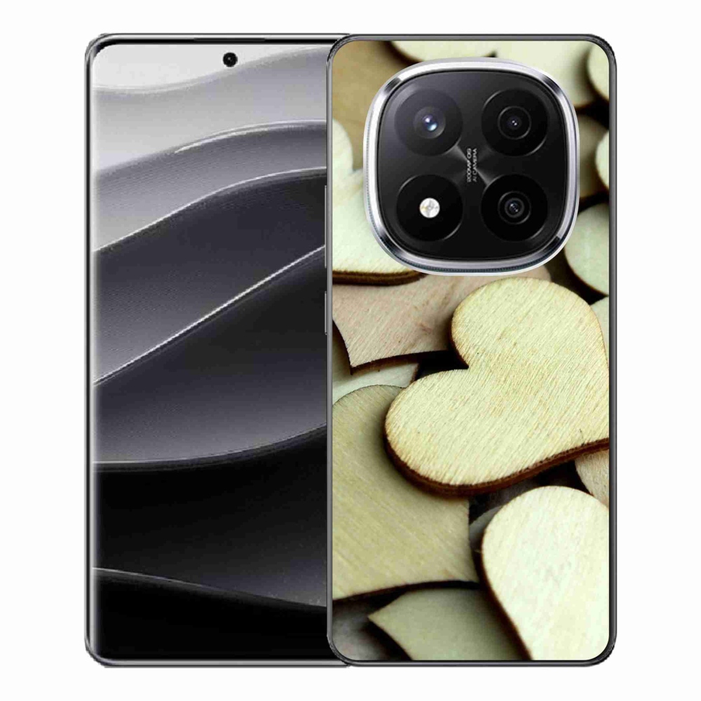 Gelový kryt mmCase na Xiaomi Redmi Note 14 Pro+ 5G - dřevěná srdíčka