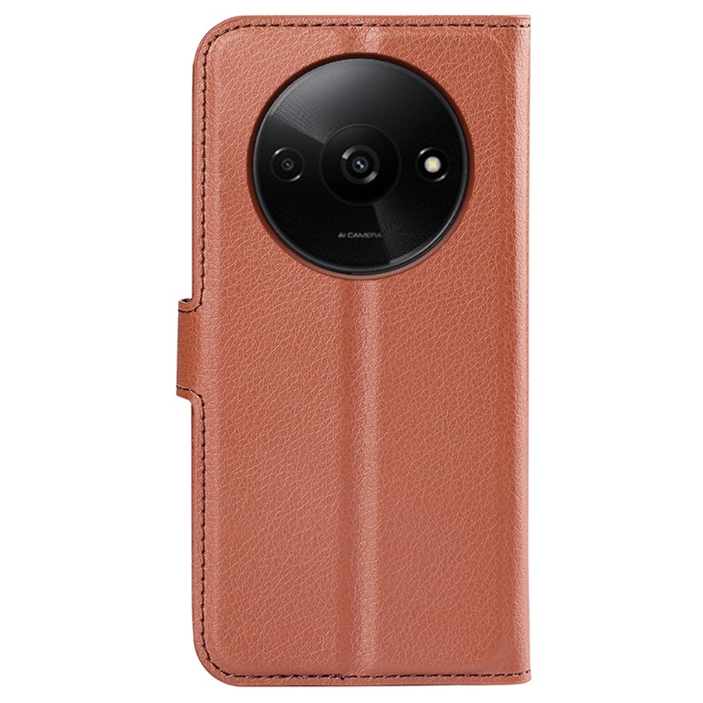 Litchi knížkové pouzdro na Xiaomi Redmi A3 - hnědé