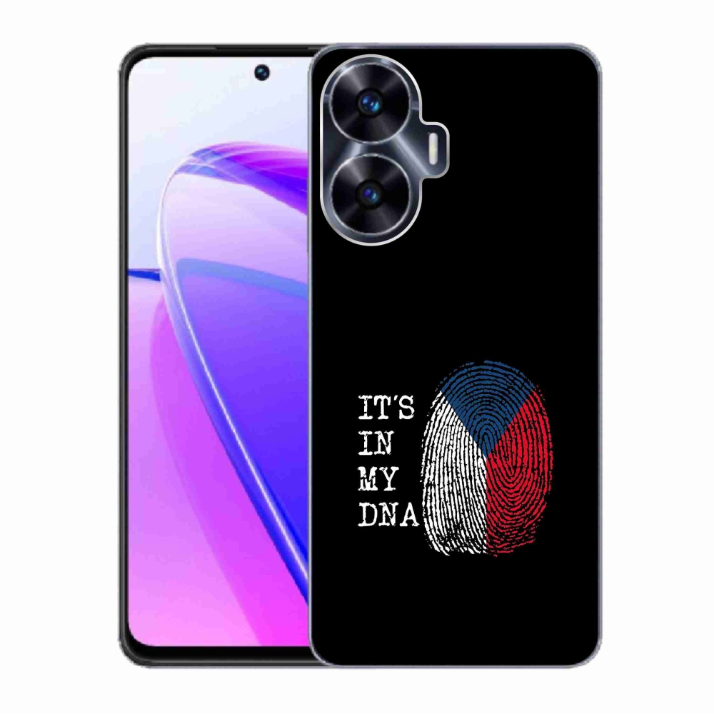 Gelový kryt mmCase na Realme C55 - vlajka otisk prstu černé pozadí