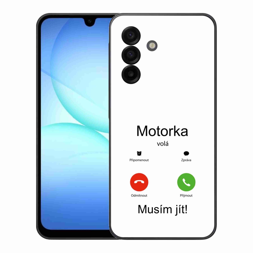 Gelový kryt mmCase na Samsung Galaxy A17 4G/5G - motorka volá bílé pozadí